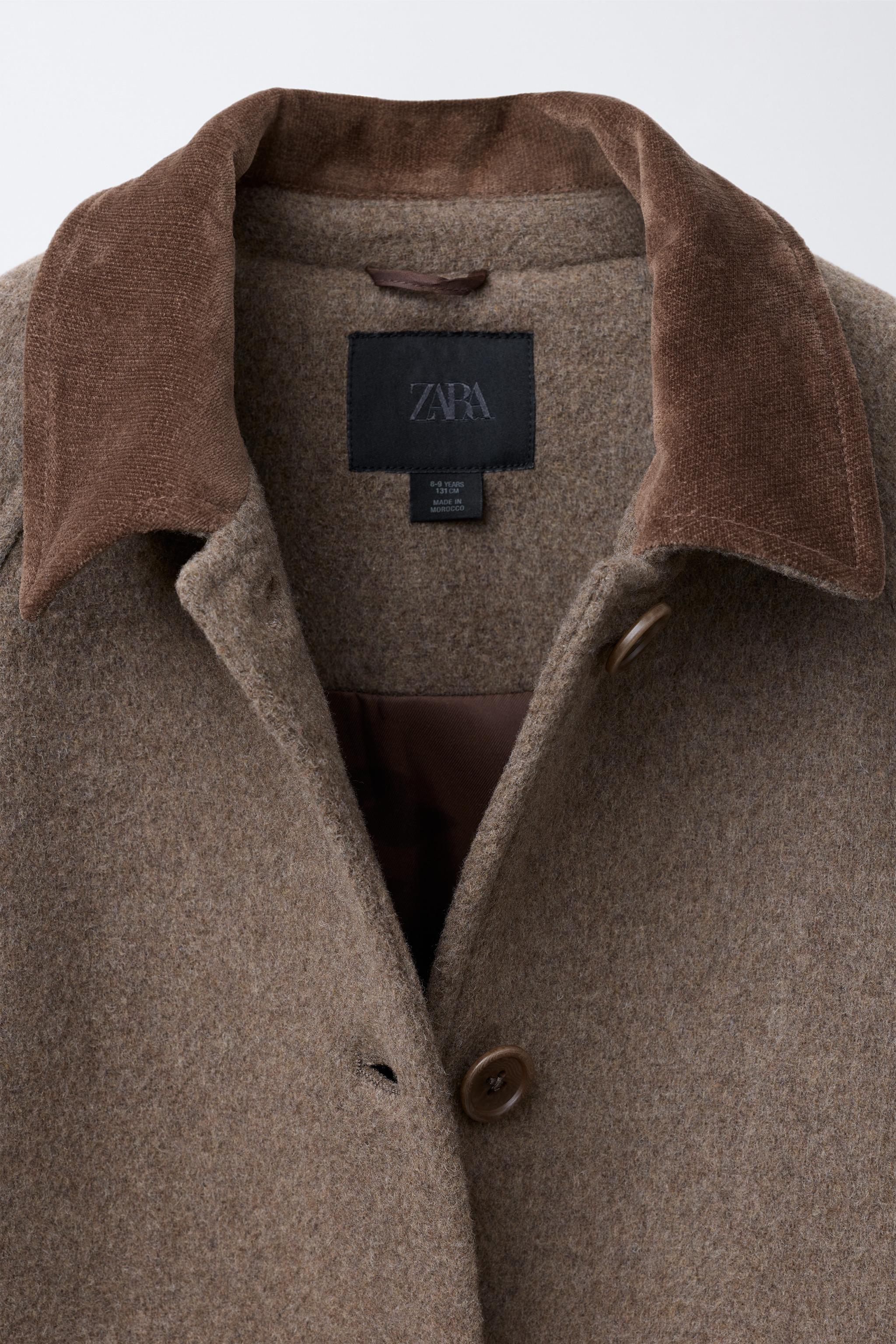 CONTRAST VELVET WOOL BLEND COAT